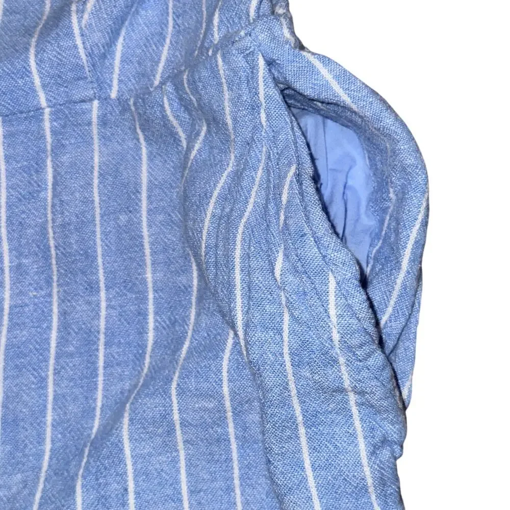 Old Navy Sleeveless Cami Jumpsuit Women's Size XL Blue Striped Linen Blend